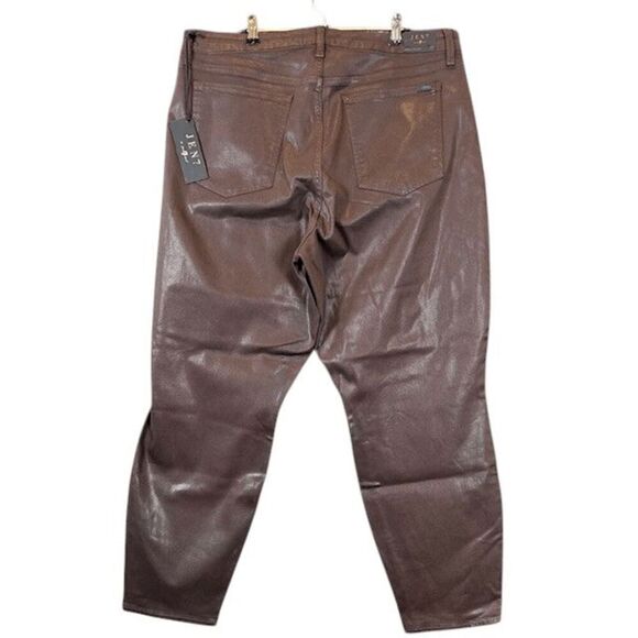 NWT 7 For All Mankind JEN 7 Ankle Skinny Brown Coated Leather Look Jeans Size 18 - Picture 5 of 13